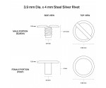 3.9 mm x 4 mm Silver Large Rivet